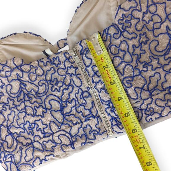 TOPSHOP Blue Soutache Lace Co-Ord Set Strapless illusion skirt bandeau - Picture 12 of 14